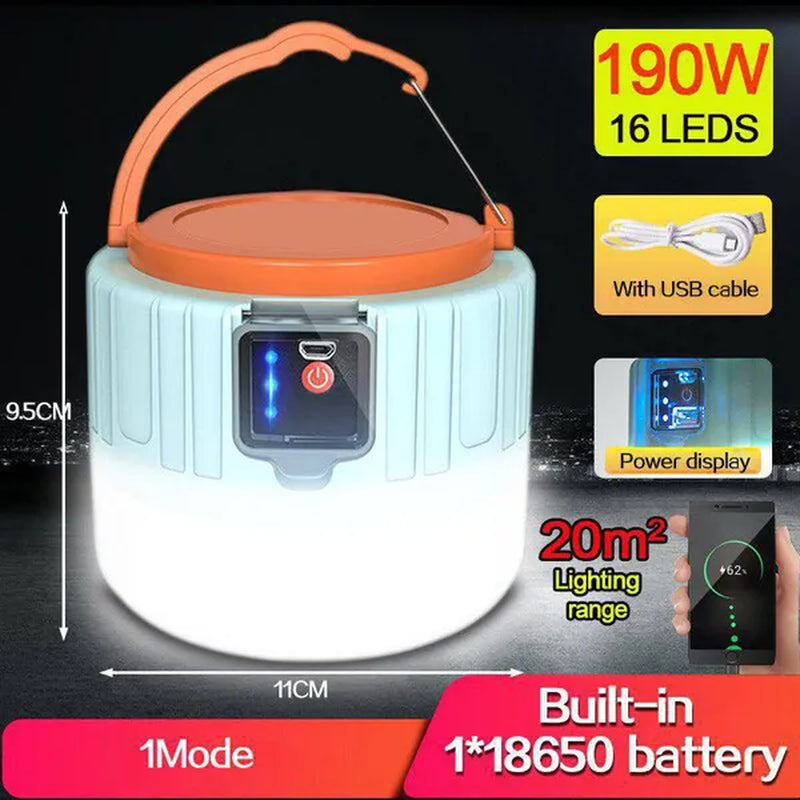 Solar LED Camping Light USB Rechargeable Bulb for Outdoor Tent Lamp Portable Lanterns Emergency Lights for BBQ Hiking(60/190/280W)